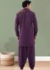 Purple Readymade Mens Pathani Suit In Cotton