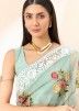 Green Embroidered Saree In Tissue