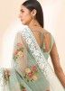Green Embroidered Saree In Tissue