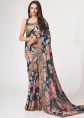 Blue Organza Embroidered Border Saree