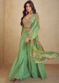 Green Printed Crop Top With Palazzo