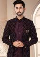 Purple Readymade Art Silk Indowestern Sherwani & Dhoti 