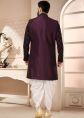 Purple Readymade Art Silk Indowestern Sherwani & Dhoti 