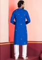 Blue Foil Mirror Work Men Kurta Pajama