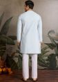 Sky Blue Viscose Kurta With Thread Embroidery