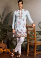 Sky Blue Viscose Kurta With Thread Embroidery