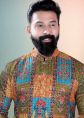 Multicolor Cotton Kurta Pajama With Printed Work