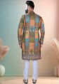 Multicolor Cotton Kurta Pajama With Printed Work