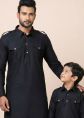 Black Pathani Suit Father Son Coordinated Set