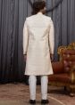 Beige Jacquard Indo Western Sherwani With Woven Motifs