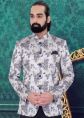 Grey Floral Jacquard Bandhgala Suit