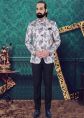 Grey Floral Jacquard Bandhgala Suit