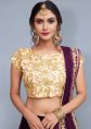 Purple Bridal Embroidered Velvet Lehenga Choli