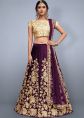 Purple Bridal Embroidered Velvet Lehenga Choli