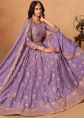 Lavender Organza Lehenga Choli With Zari Embroidery