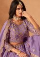 Lavender Organza Lehenga Choli With Zari Embroidery