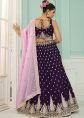 Purple Organza Lehenga Choli With Dori Accents