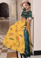 Yellow Floral Chiffon Lehenga Choli With Art Silk Dupatta