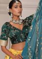 Yellow Floral Chiffon Lehenga Choli With Art Silk Dupatta