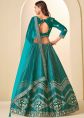 Teal Blue Velvet Lehenga Choli With Zari Motifs