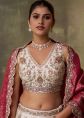 Cream Tissue Lehenga Choli With Woven Banarasi Dupatta