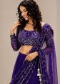 Purple Chiffon Lehenga Choli With Thread Work