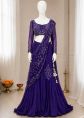 Purple Chiffon Lehenga Choli With Thread Work
