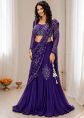 Purple Chiffon Lehenga Choli With Thread Work