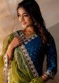 Blue Embroidered Pant Salwar Suit Set