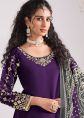 Purple Patiala Suit In Mirror Work