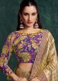 Golden Kanjivaram Saree With Floral Position Work
