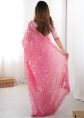 Pink Crape Saree With Scallop Sequin Work
