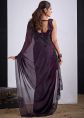 Purple Silk Saree With Elegant Embroidery