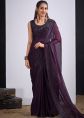 Purple Silk Saree With Elegant Embroidery