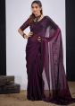 Purple Satin Saree With Embroidered Border