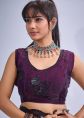 Purple Satin Saree With Sequins Detail