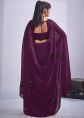 Purple Satin Saree With Sequins Detail