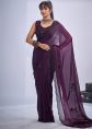 Purple Satin Saree With Sequins Detail