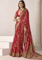 Red Silk Saree With Woven Border