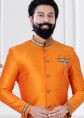 Mens Orange Indo Western Sherwani & Dhoti Set