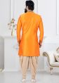 Mens Orange Indo Western Sherwani & Dhoti Set