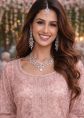 Peach Net Sharara Suit With Stone Work