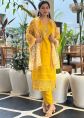 Mustard Yellow Art Silk Suit With Woven Dupatta