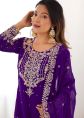 Purple Georgette Sharara Suit With Thread Embroidery