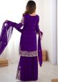 Purple Georgette Sharara Suit With Thread Embroidery