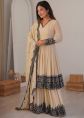 Cream Georgette Sharara Suit With Thread Work