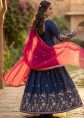 Navy Blue Anarkali Suit With Thread Embroidery