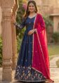Navy Blue Anarkali Suit With Thread Embroidery
