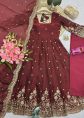 Maroon Art Silk Anarkali Suit With Sequins Work