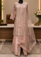 Peach Net Sharara Suit With Stone Work